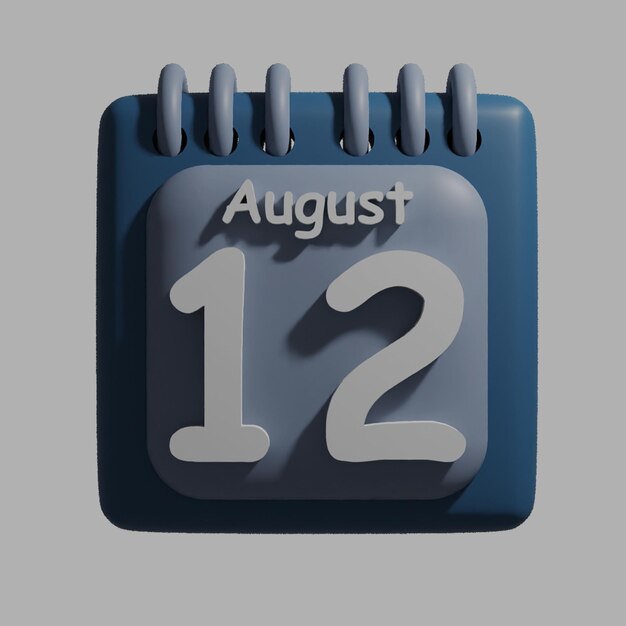 A blue calendar with the date august 12 on it