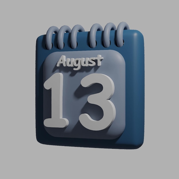 A blue calendar with the date august 13 on it