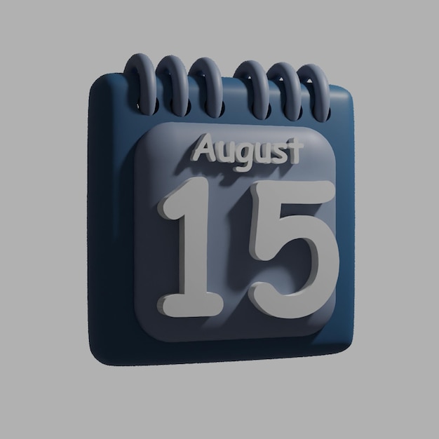 A blue calendar with the date august 15 on it