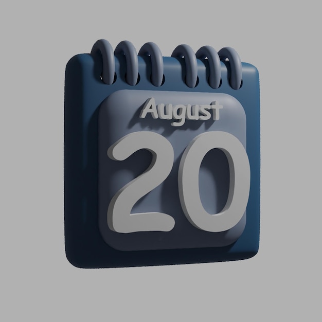 A blue calendar with the date august 20 on it