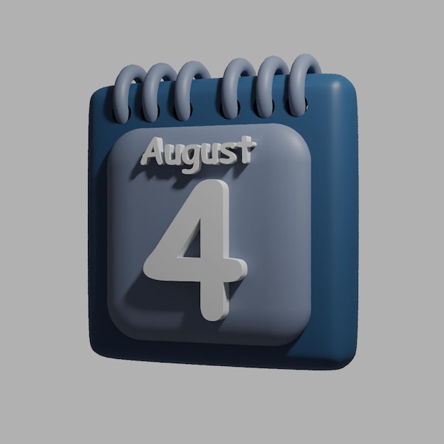 A blue calendar with the date August 4 on it