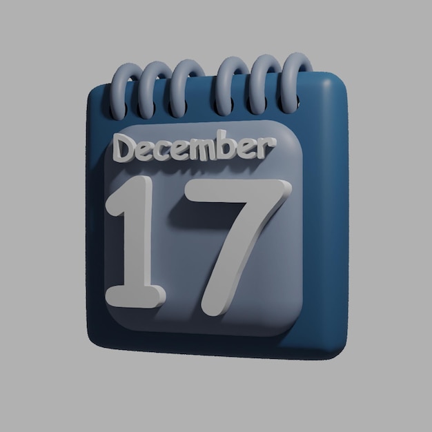 A blue calendar with the date december 17 on it