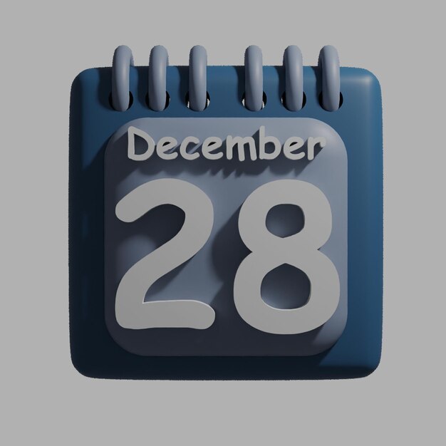 A blue calendar with the date december 28 on it