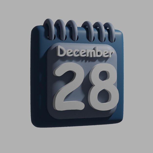 A blue calendar with the date december 28 on it