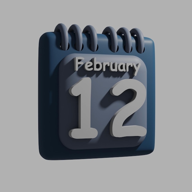 A blue calendar with the date february 12 on it