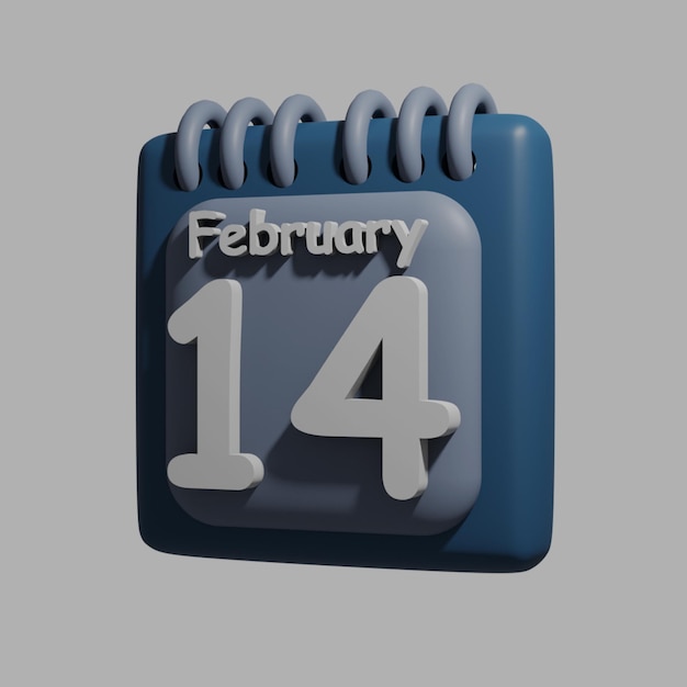 A blue calendar with the date february 14 on it