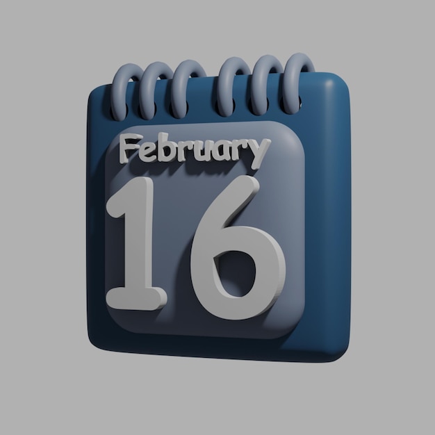 A blue calendar with the date february 16 on it