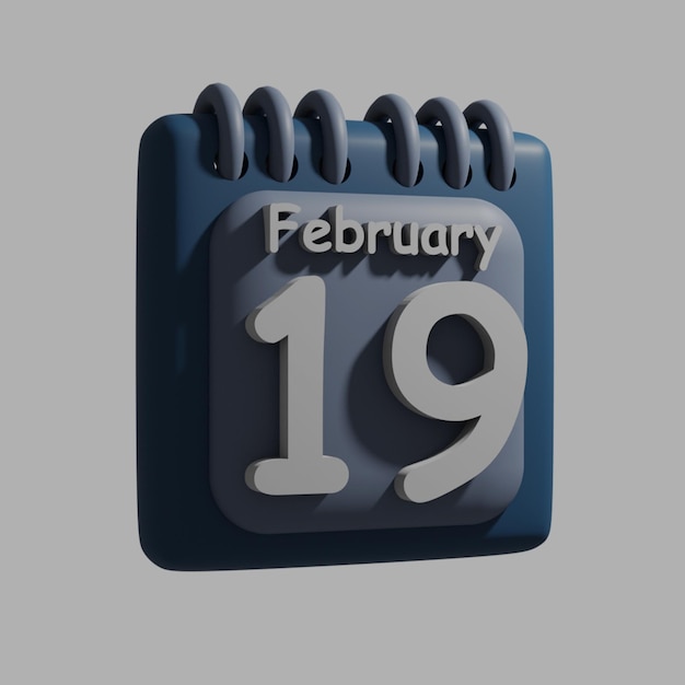 A blue calendar with the date february 19 on it