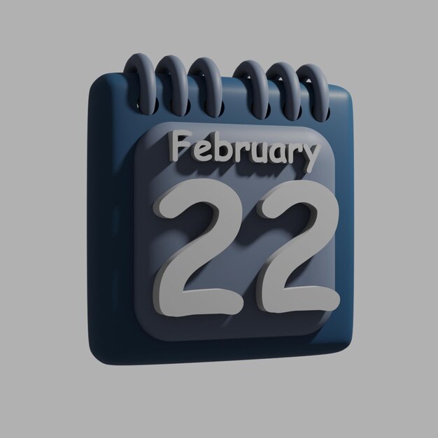 A blue calendar with the date february 22 on it