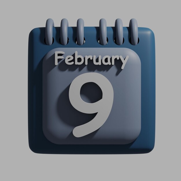 A blue calendar with the date February 9 on it