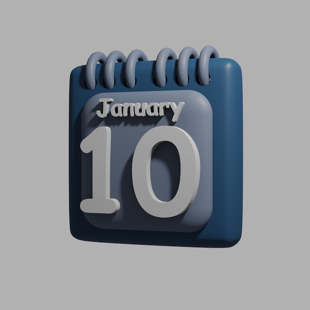 A blue calendar with the date january 10 on it.