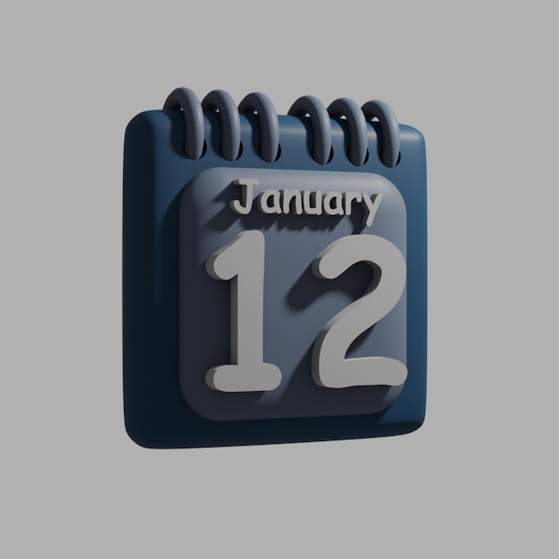 A blue calendar with the date of january 12 on it.