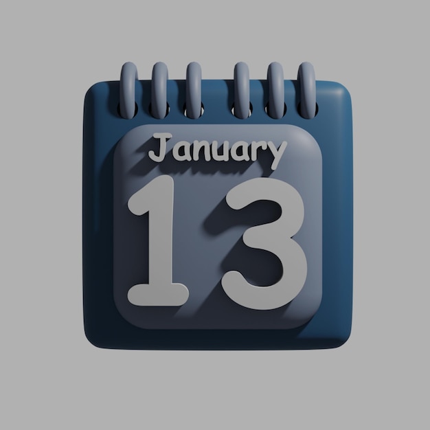 A blue calendar with the date january 13 on it.