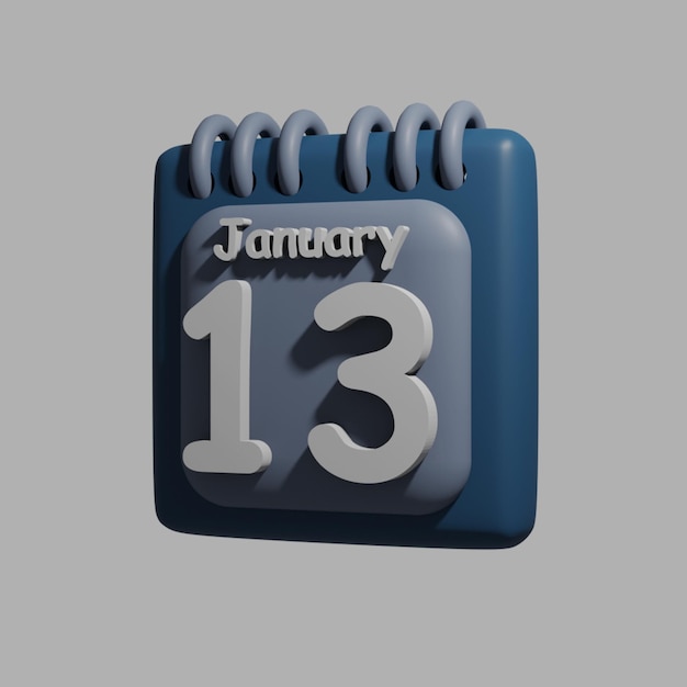 A blue calendar with the date january 13 on it.