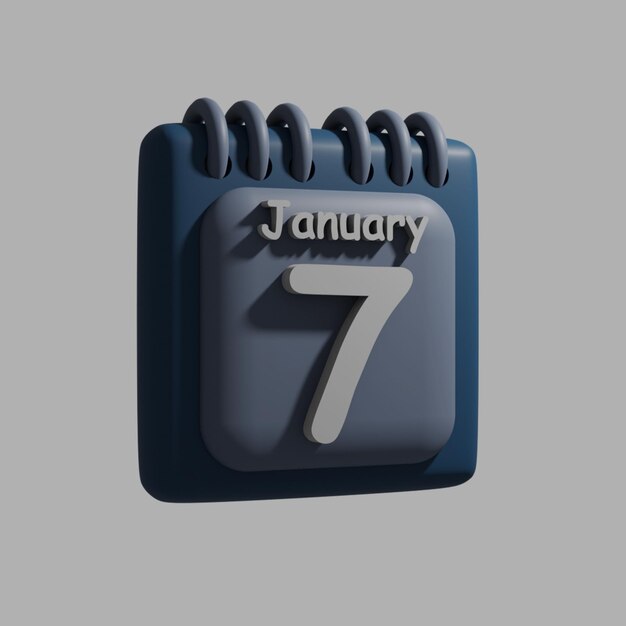 A blue calendar with the date january 7 written on it.