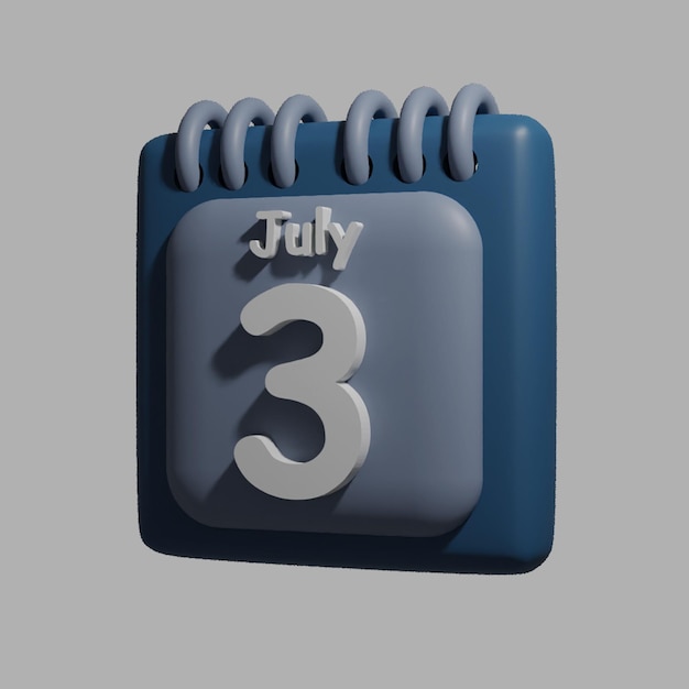 A blue calendar with the date july 3 on it