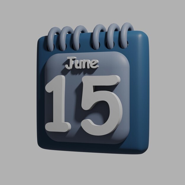 A blue calendar with the date june 15 on it