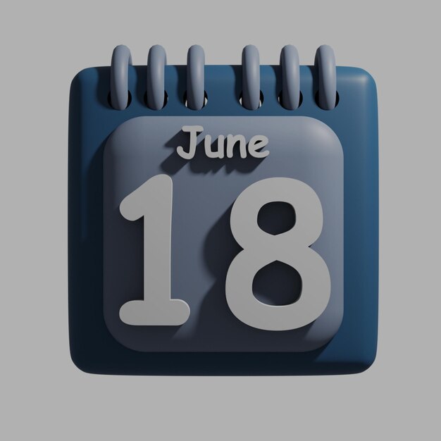 A blue calendar with the date june 18 on it