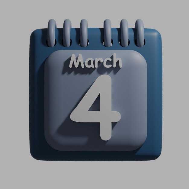 A blue calendar with the date march 4 on it