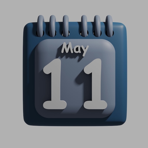 A blue calendar with the date may 11 on it.