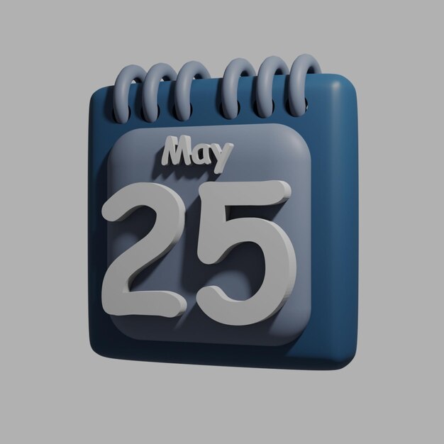 A blue calendar with the date may 25 on it