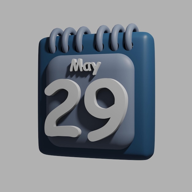 A blue calendar with the date may 29 on it.