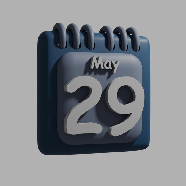 A blue calendar with the date may 29 on it.