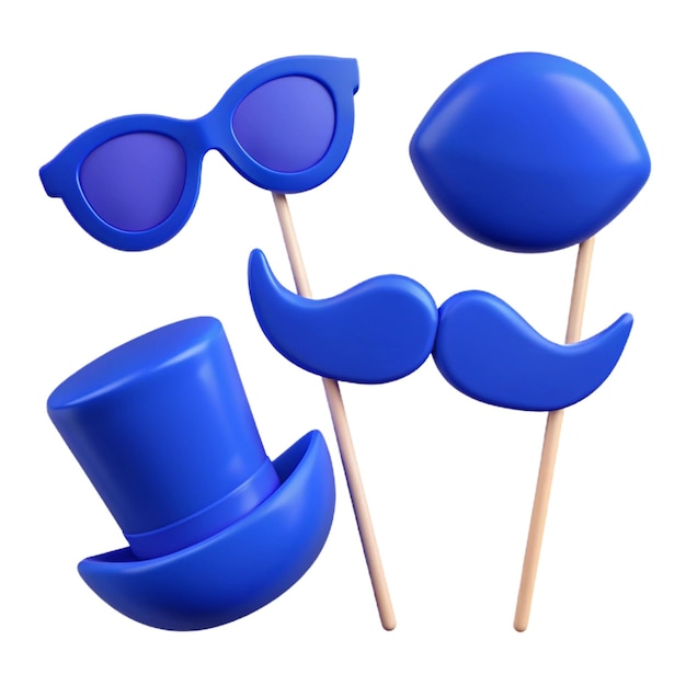 PSD blue candy canes with a hat and sunglasses on them