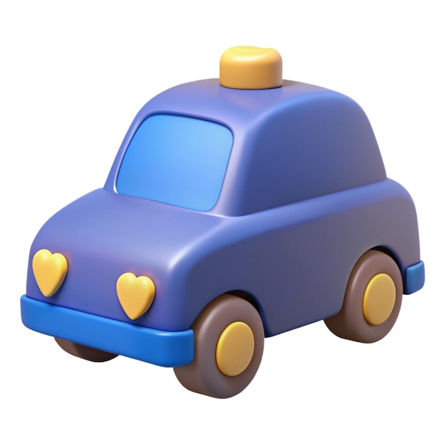 a blue car with yellow heart on the top