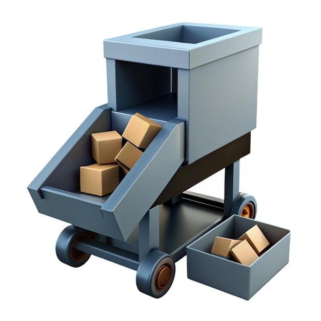 PSD a blue cart with boxes inside and one with one that says quot boxes quot on it