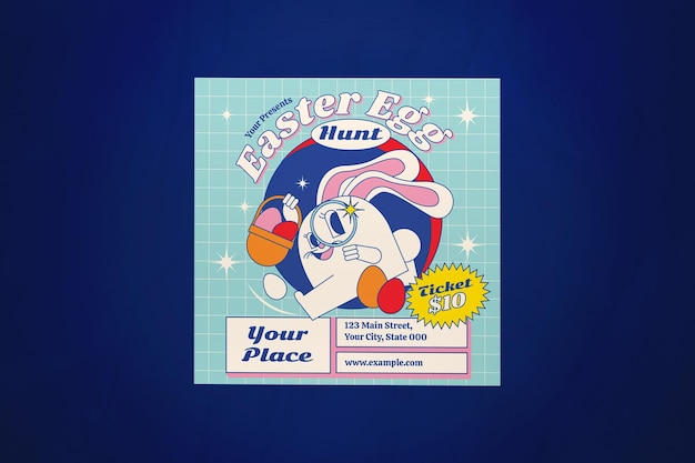 Blue Cartoon Easter Egg Hunt Instagram Post