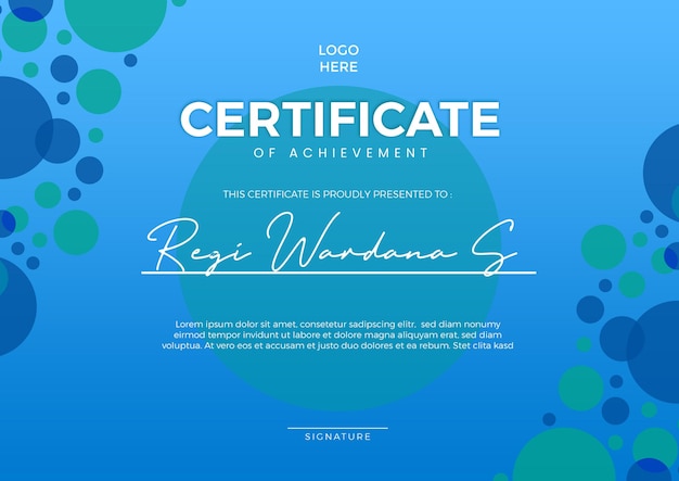 blue certificate design