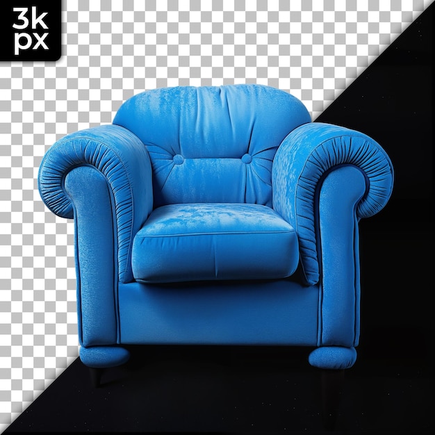 a blue chair with a black background and a black background with a black background