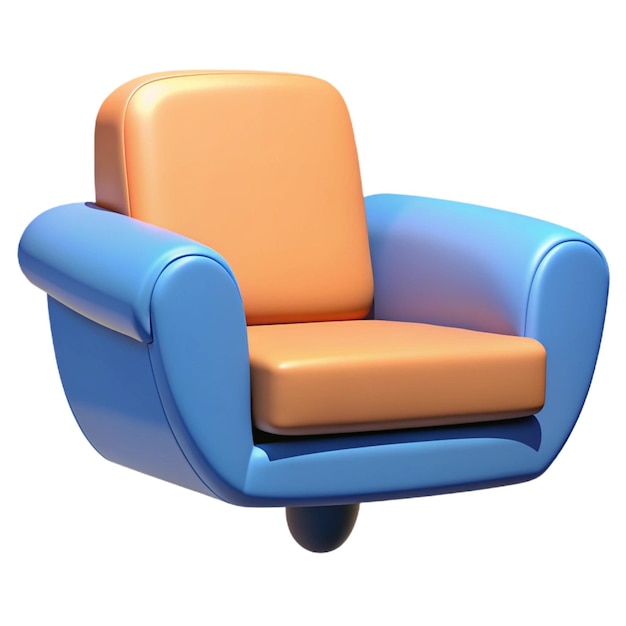 PSD a blue chair with orange seat and a blue armrest