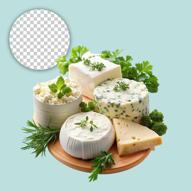 Blue cheese chunk on wooden board on transparent background