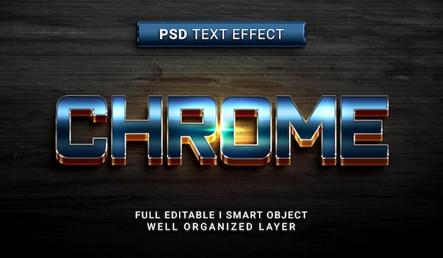 Blue chrome psd text effect