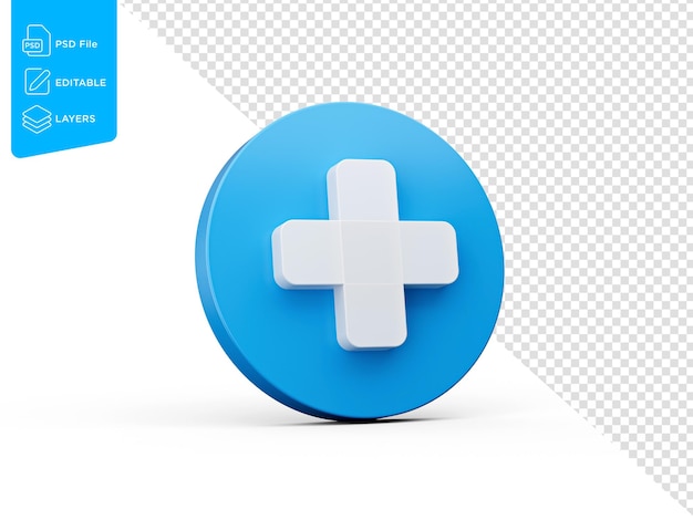 Blue Circle With Plus On The White Background First Aid Health care Medical Symbol 3d Illustration