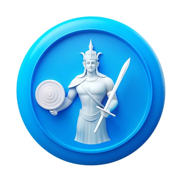 PSD a blue circle with a white background with a sword on it