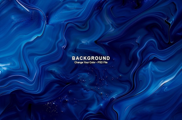 Blue color background with abstract dark blue liquid in the style of ink dark and mysterious