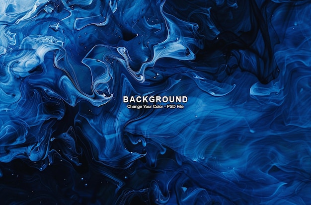 Blue color background with abstract dark blue liquid in the style of ink dark and mysterious