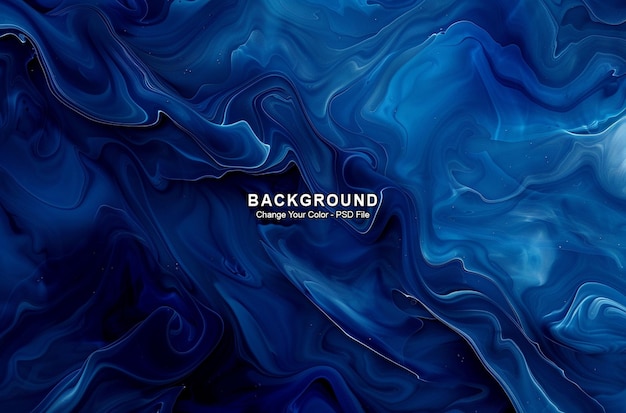 PSD blue color background with abstract dark blue liquid in the style of ink dark and mysterious