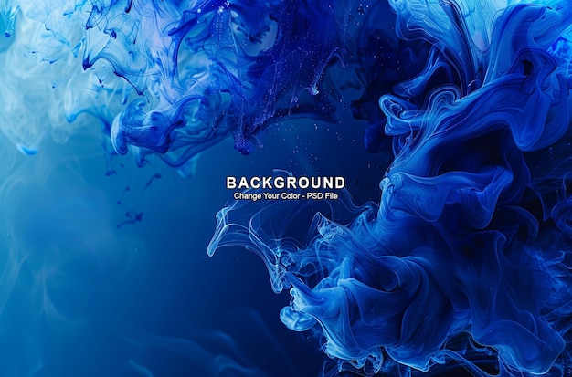 PSD blue color background with abstract dark blue liquid in the style of ink dark and mysterious