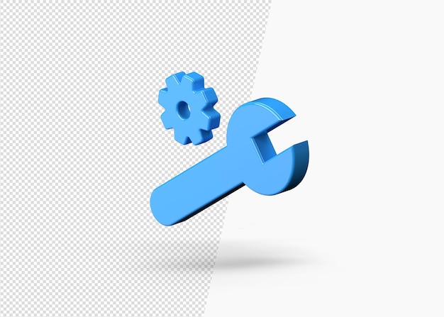 Blue color business setting gear 3d icon isolated 