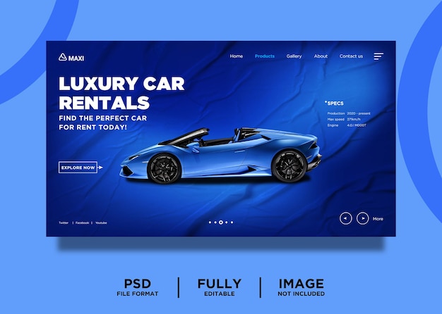 Blue color Car Company landing page Design Concept template