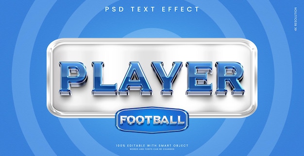 Blue color sports player 3d text effect with smoke foggy background