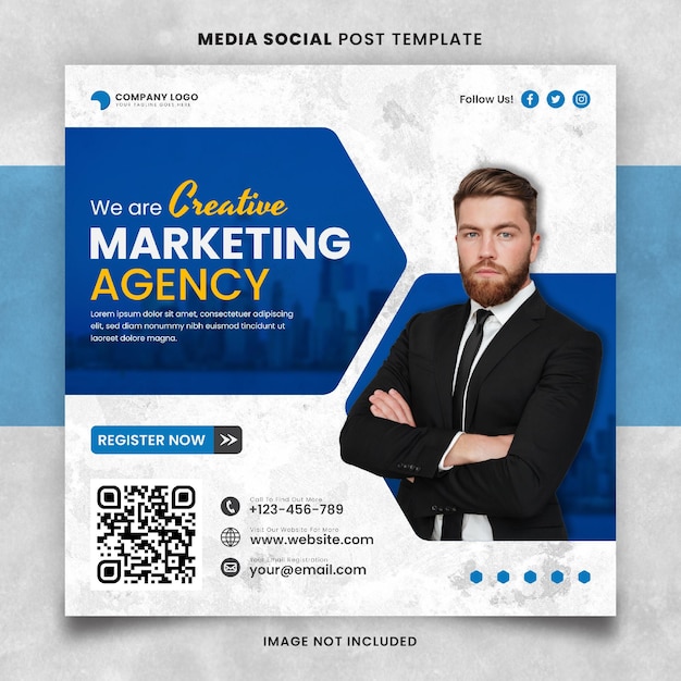 Blue Creative Marketing Agency Media Social Post Template