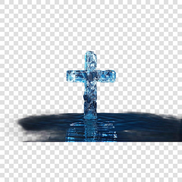 PSD blue cross on black backgroundon transparent background