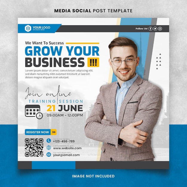 Blue Digital Marketer Class Square Media Social Post Template