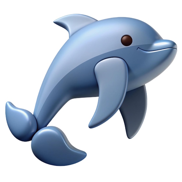 a blue dolphin with a black eye and a white background