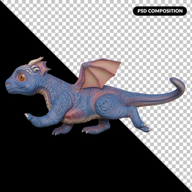 Blue dragon isolated 3d rendering